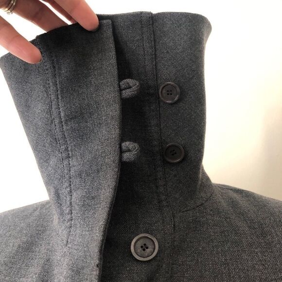 MAG Magaschoni Wool Gray funnel neck button blazer - Picture 3 of 8